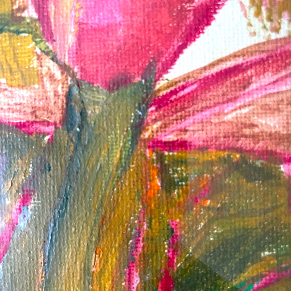Orchid Floral Acrylic Painting 4x6  inches  on Flat Canvas Board (Unframed)